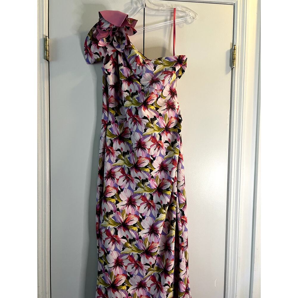 Chiara Boni La Petite Robe Gosia Floral One Shoulder Gown Maxi Dress Sz 48 12 L - Picture 6 of 11